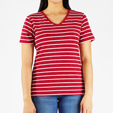 RRJ Basic Tees for Ladies Regular Fitting Ribbed Fabric Trendy fashion Casual Top Red Tees for Ladies 111161-U (Red)