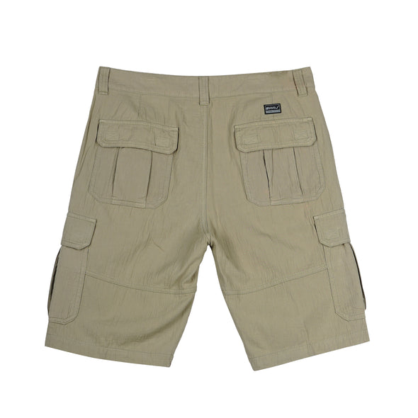 RRJ Basic Non-Denim Cargo Short for Men Regular Fitting Garment Wash Fabric Casual Short Cement Cargo Short for Men 122614 (Cement)