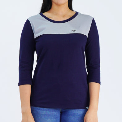 RRJ Basic Tees for Ladies Regular Fitting Trendy fashion Casual Top Blue Tees for Ladies 142285 (Blue)