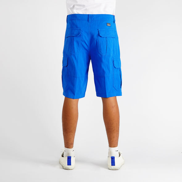 RRJ Basic Non-Denim Cargo Short for Men Regular Fitting Garment Wash Fabric Casual Short Blue Cargo Short for Men 122603 (Blue)