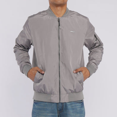 RRJ Men's Basic Jacket Regular Fitting Nylon Fabric Trendy fashion Casual Top Gray Jacket for Men 116983 (Gray)