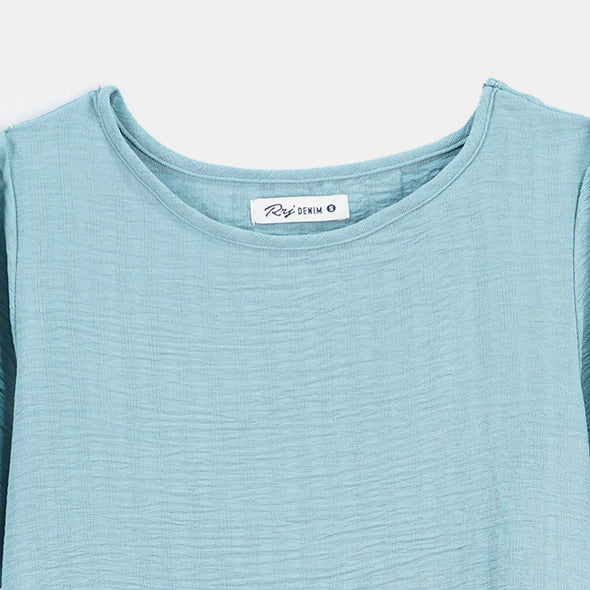 RRJ Basic Tees for Ladies Regular Fitting Shirt Trendy fashion Casual Top Teal T-shirt for Ladies 141087 (Teal)