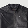 RRJ Men's Basic Leather Jacket Regular Fitting Special Fabric Trendy fashion Casual Top Black Jacket for Men 96059 (Black)