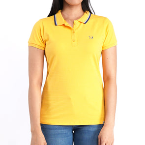 RRJ Basic Collared for Ladies Regular Fitting Shirt Trendy fashion Casual Top Yellow Polo shirt for Ladies 144458 (Yellow)