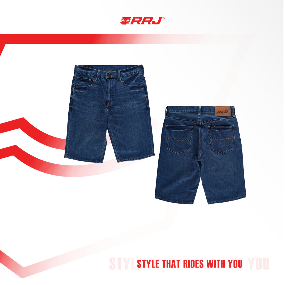 RRJ Men's Basic Denim Tapered Short Mid-Waist Fitting 196558 (Medium S ...