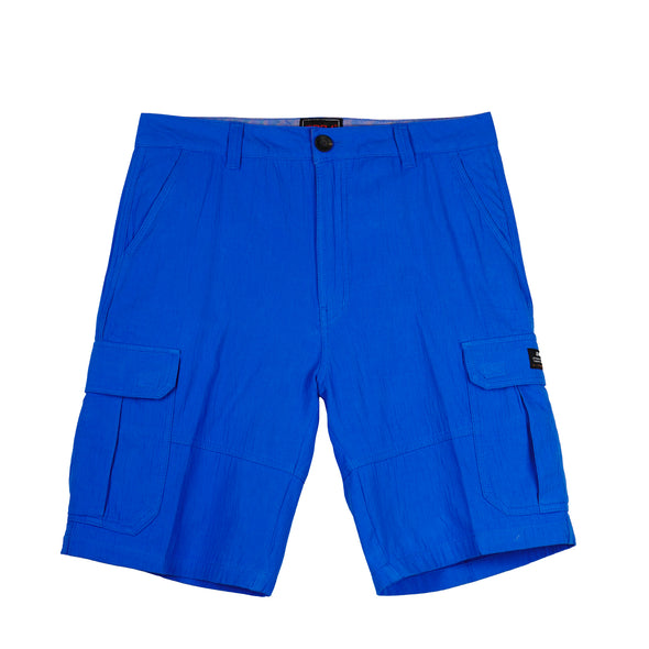 RRJ Basic Non-Denim Cargo Short for Men Regular Fitting Garment Wash Fabric Casual Short Blue Cargo Short for Men 122603 (Blue)