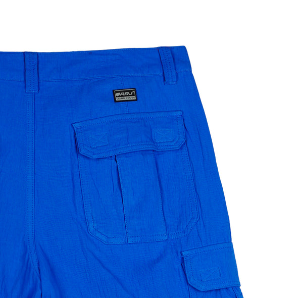 RRJ Basic Non-Denim Cargo Short for Men Regular Fitting Garment Wash Fabric Casual Short Blue Cargo Short for Men 122603 (Blue)