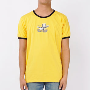 RRJ Basic Tees for Men Semi Body Fitting Shirt CVC Jersey Fabric 143806-U (Yellow)