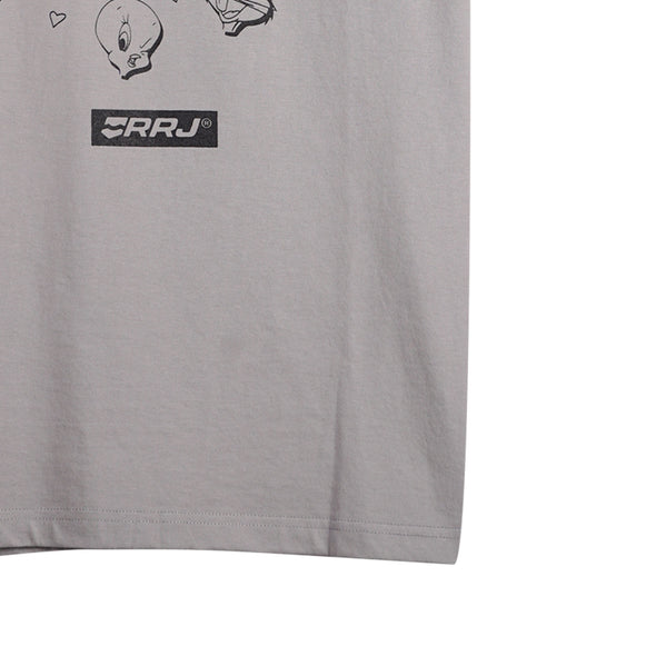 RRJ x Looney Tunes That's All Folks Men's Basic Tees Semibody Fitting CVC Jersey Fabric 150865-U (Light Gray)