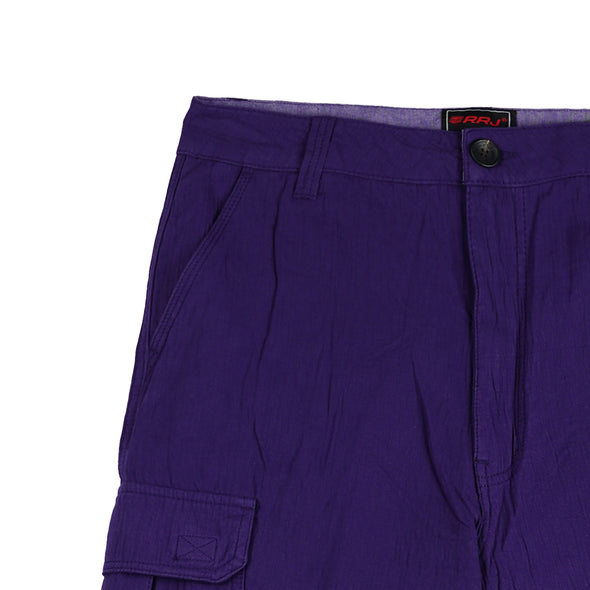 RRJ Men's Basic Non-Denim Cargo Short Regular Fitting Mid-Rise Garment Wash Fabric 122659 (Navy)