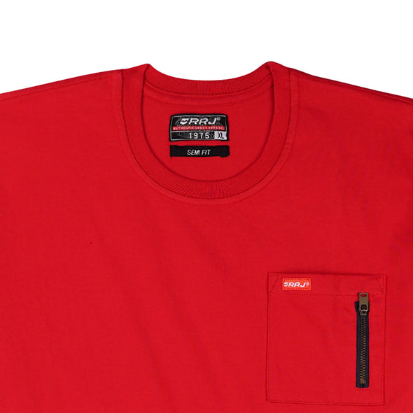 RRJ Men's Basic Tees Semibody Fitting CVC Jersey Fabric 117798-U (Red)