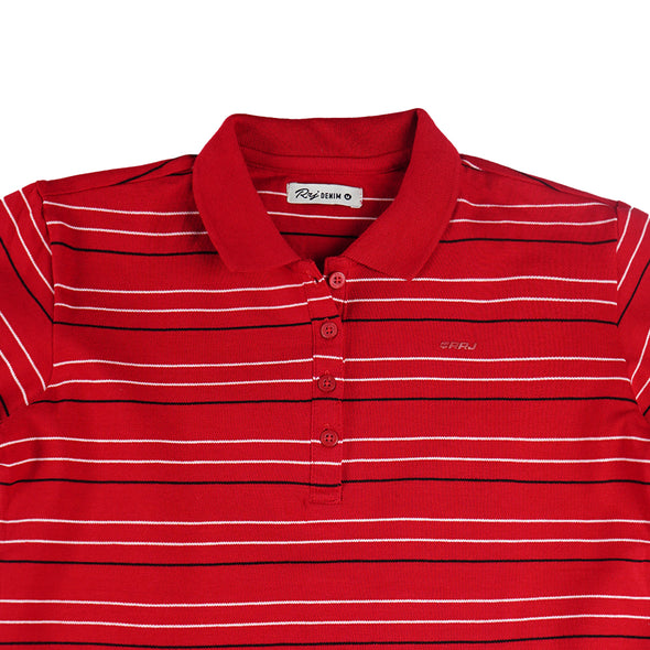 RRJ Ladies Basic Collared Shirt Regular Fitting Lacoste Fabric 157707 (Red)