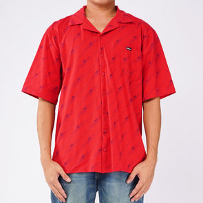 RRJ Men's Basic Woven Shirt Comfort Fit CVC Jersey Fabric 152865 (Tango Red)