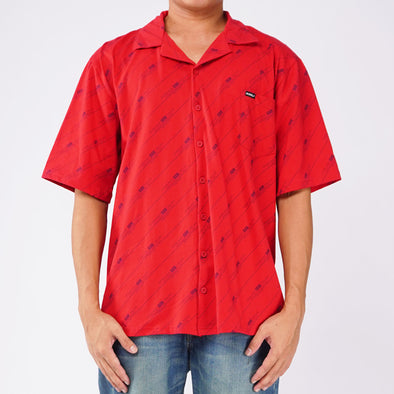 RRJ Men's Basic Woven Shirt Comfort Fit CVC Jersey Fabric 152865 (Tango Red)