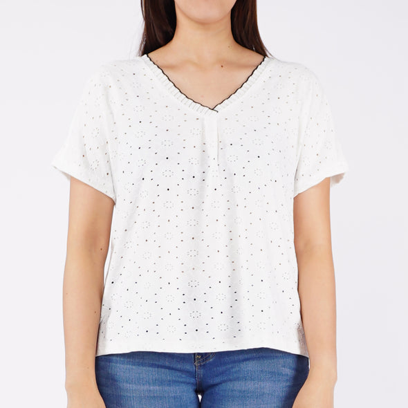 RRJ Ladies Basic Tees Boxy Fitting Special Fabric 153470 (White)