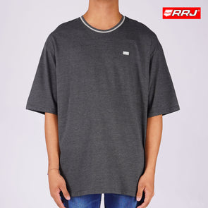 RRJ Men's Basic Tees Boxy Fitting  Heather Fabric 108113 (Black)