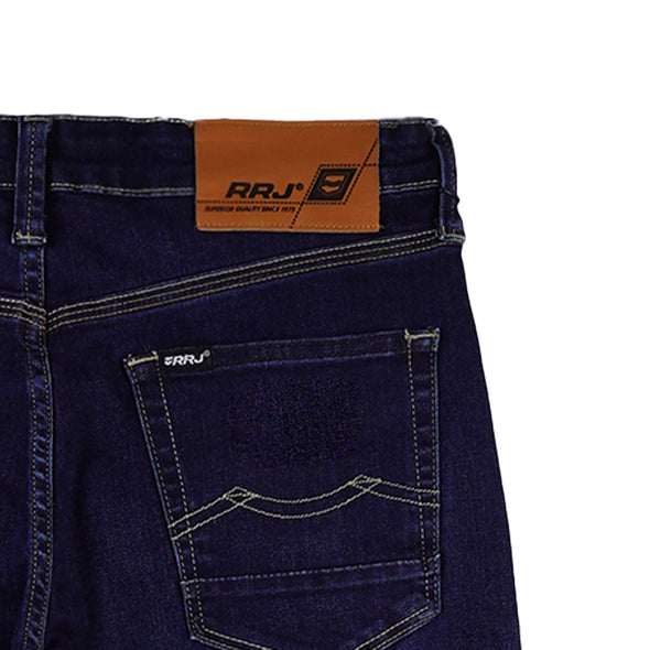 RRJ Men's Basic Denim Pants Superskinny Fitting Mid-Rise Extreme with Details Fabric 172141 (Dark Shade)