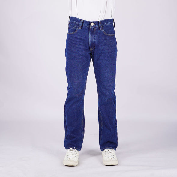 RRJ Men's Basic Denim Pants Slim Straight Fitting Mid-Rise Extreme Wash Fabric 167362-U (Dark Shade)