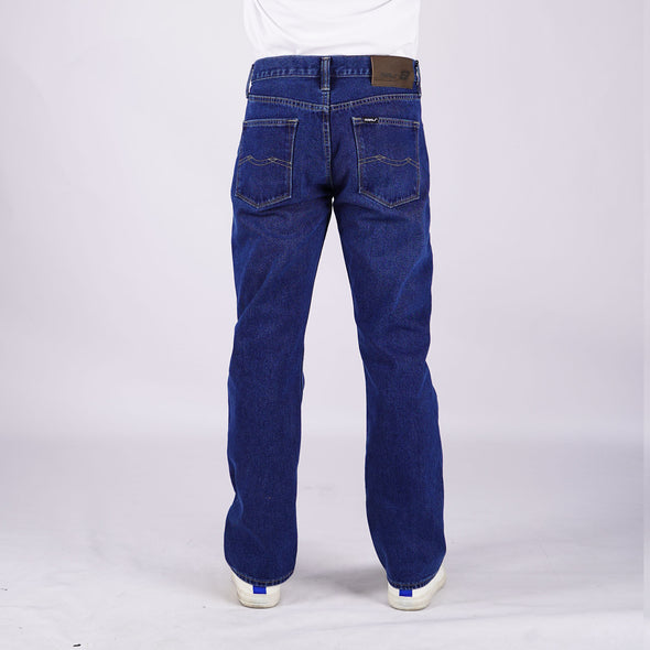 RRJ Men's Basic Denim Pants Slim Straight Fitting Mid-Rise Extreme Wash Fabric 167362-U (Dark Shade)