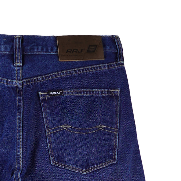 RRJ Men's Basic Denim Pants Slim Straight Fitting Mid-Rise Extreme Wash Fabric 167362-U (Dark Shade)