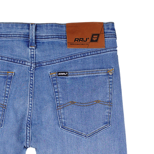 RRJ Men's Basic Denim Pants Superskinny Fitting Mid-Rise Extreme with Details Fabric 172578 (Light Shade)