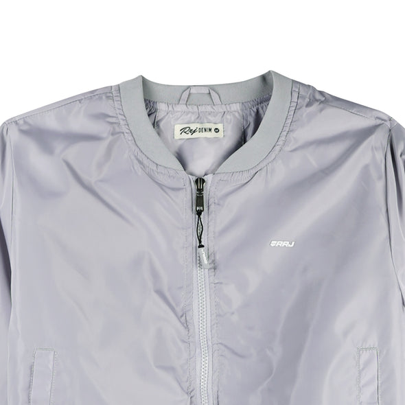 RRJ Ladies Basic Bomber Jacket Regular Fitting Nylon Fabric 140496 (Gray)