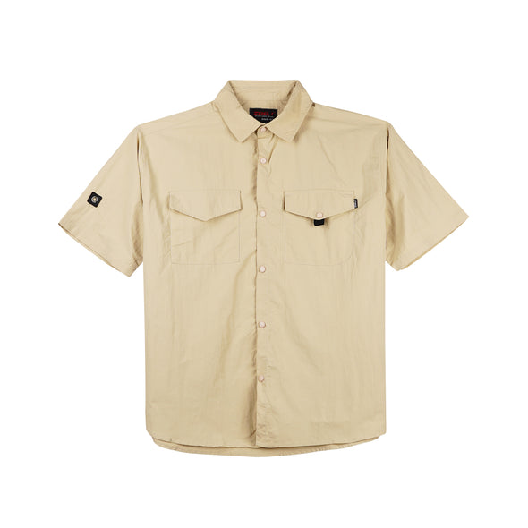 RRJ Men's Basic Woven Shirt Boxy Fitting Taslan Fabric 160603 (Beige)
