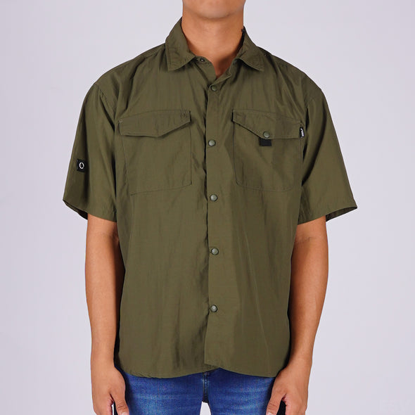 RRJ Men's Basic Woven Shirt Boxy Fitting Taslan Fabric 160603 (Fatgiue)