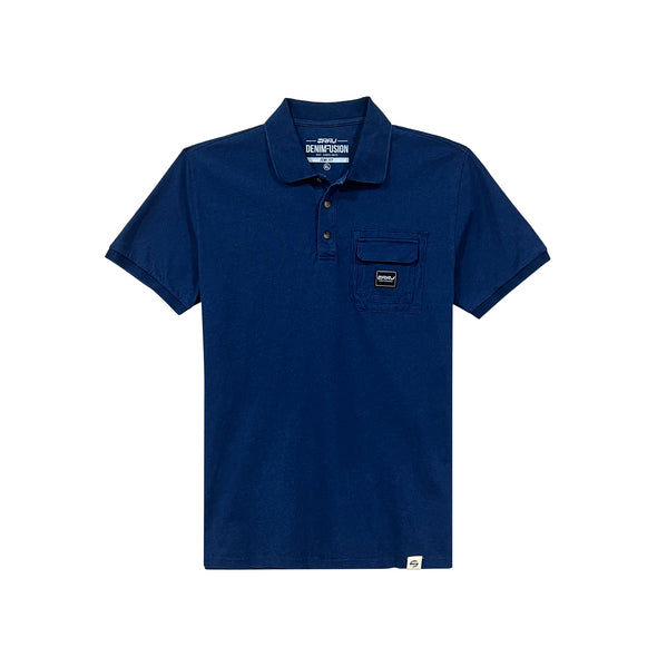 RRJ Men's Basic Collared Shirt Semibody Fitting 121945 (Medium Wash)