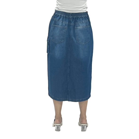 RRJ Ladies Basic Denim Skirt Mid-Rise 170936 (Medium Shade)