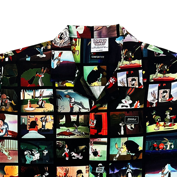 RRJ x Looney Tunes Men's Basic Woven Shirt Comfort Fitting Easy Iron Fabric 163070 (Black)