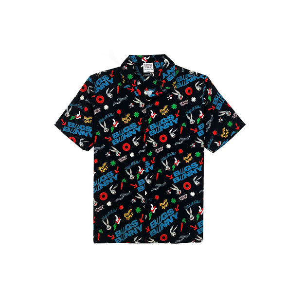 RRJ x Looney Tunes Men's Basic Woven Shirt Comfort Fitting Easy Iron Fabric 163076 (Black)
