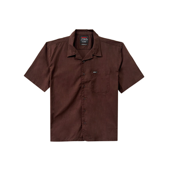 RRJ Men's Basic Woven Shirt Comfort Fitting Linen Fabric 169699 (Choco Brown)