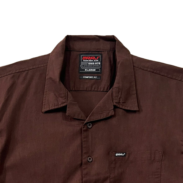 RRJ Men's Basic Woven Shirt Comfort Fitting Linen Fabric 169699 (Choco Brown)