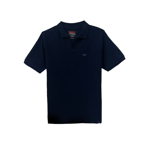 RRJ Men's Basic Collared Shirt Semibody Fitting Special Fabric 169608 (Navy)
