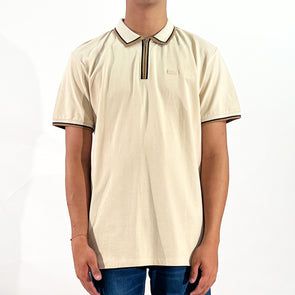 RRJ Men's Basic Collared Shirt Comfort Fitting Pique Fabric 167991 (Beige)