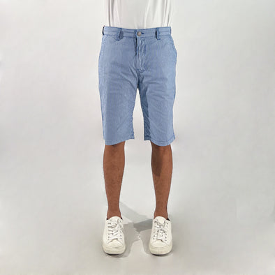 RRJ Men's Basic Non-Denim Reversible Short Rinse Wash Fabric 165817 (Blue-White)