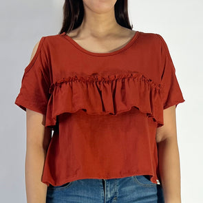 RRJ Ladies Basic Tees Boxy Fitting CVC Jersey Fabric 164028-U (Red)