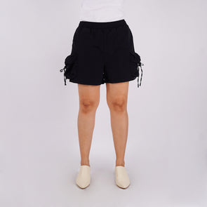 RRJ Ladies Basic Non-Denim Cargo Shorts 180580 (Black)