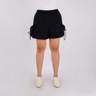 RRJ Ladies Basic Non-Denim Cargo Shorts 180580 (Black)
