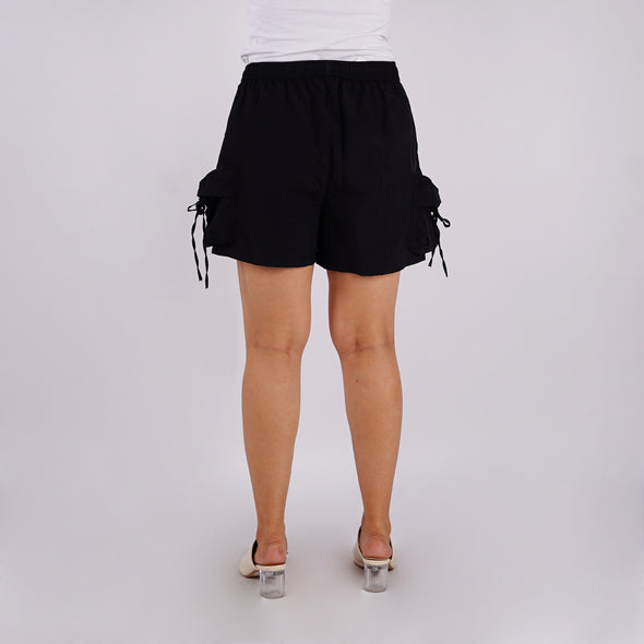 RRJ Ladies Basic Non-Denim Cargo Shorts 180580 (Black)