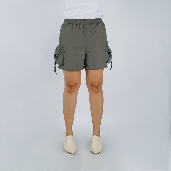 RRJ Ladies Basic Non-Denim Cargo Shorts 180580 (Gray)