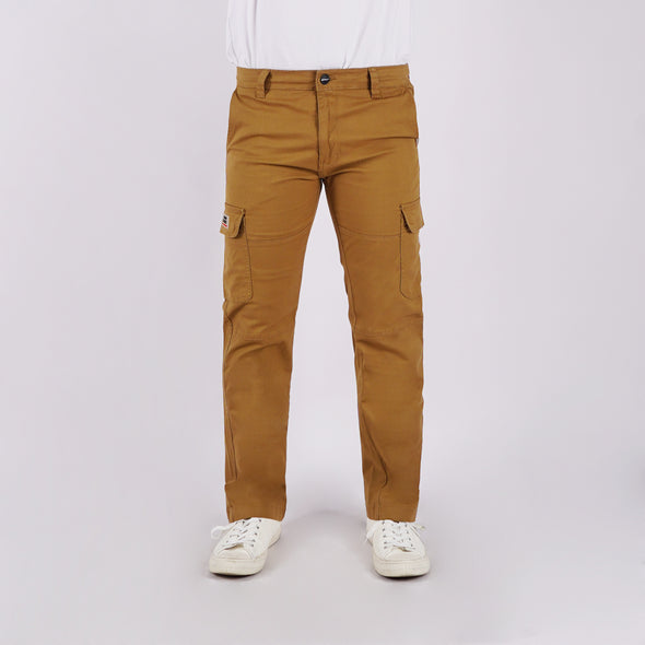RRJ Men's Basic Non-Denim Cargo Pants Mid-Rise Fitting 176849 (Brown)