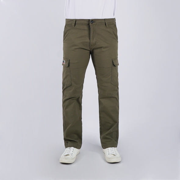 RRJ Men's Basic Non-Denim Cargo Pants Mid-Rise Fitting 176838 (Olive)
