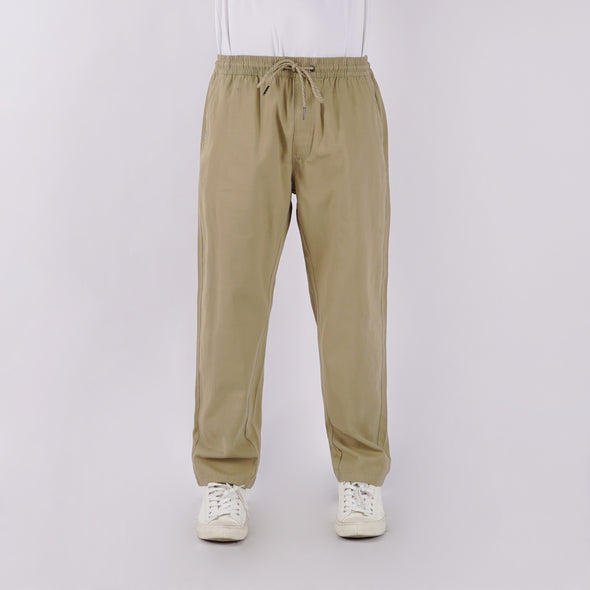 RRJ Men's Basic Non-Denim Trouser Pants Mid-Rise Fitting 176017 (Khaki)