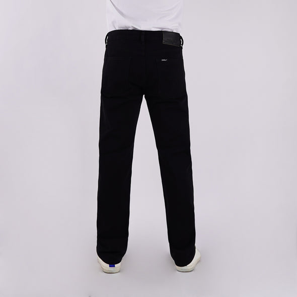 RRJ Men's Basic Denim Pants Slim Straight Mid-Rise 178072 (Black)