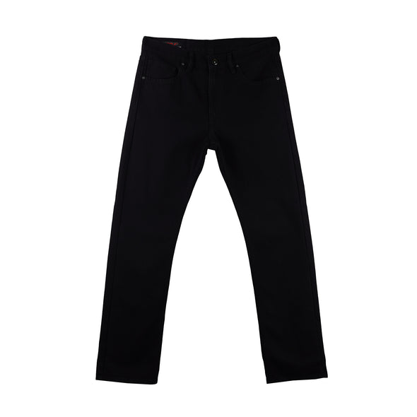 RRJ Men's Basic Denim Pants Slim Straight Mid-Rise 178072 (Black)