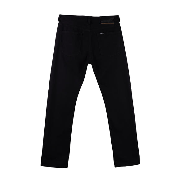 RRJ Men's Basic Denim Pants Slim Straight Mid-Rise 178072 (Black)