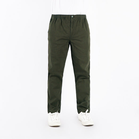 RRJ Men's Basic Non-Denim Trouser Pants Mid-Rise Fitting 182956 (Fatigue)