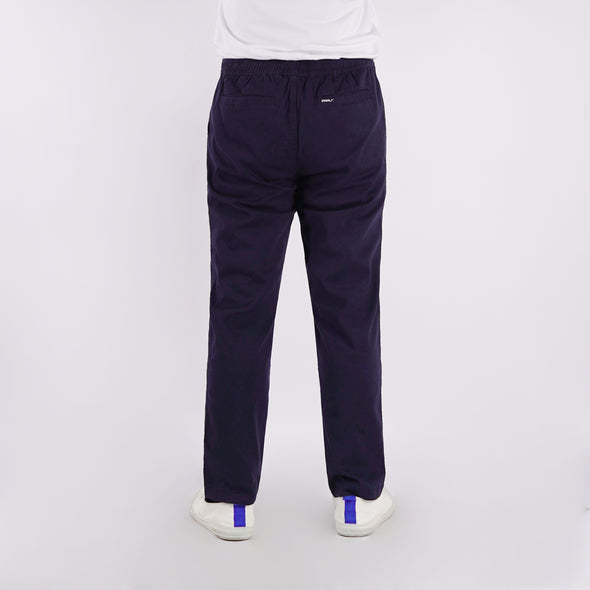 RRJ Men's Basic Non-Denim Trouser Pants Mid-Rise Fitting 182956 (Navy)